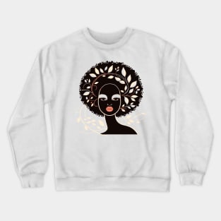 Afrocentric Woman With Afro Hair Silhouette Crewneck Sweatshirt